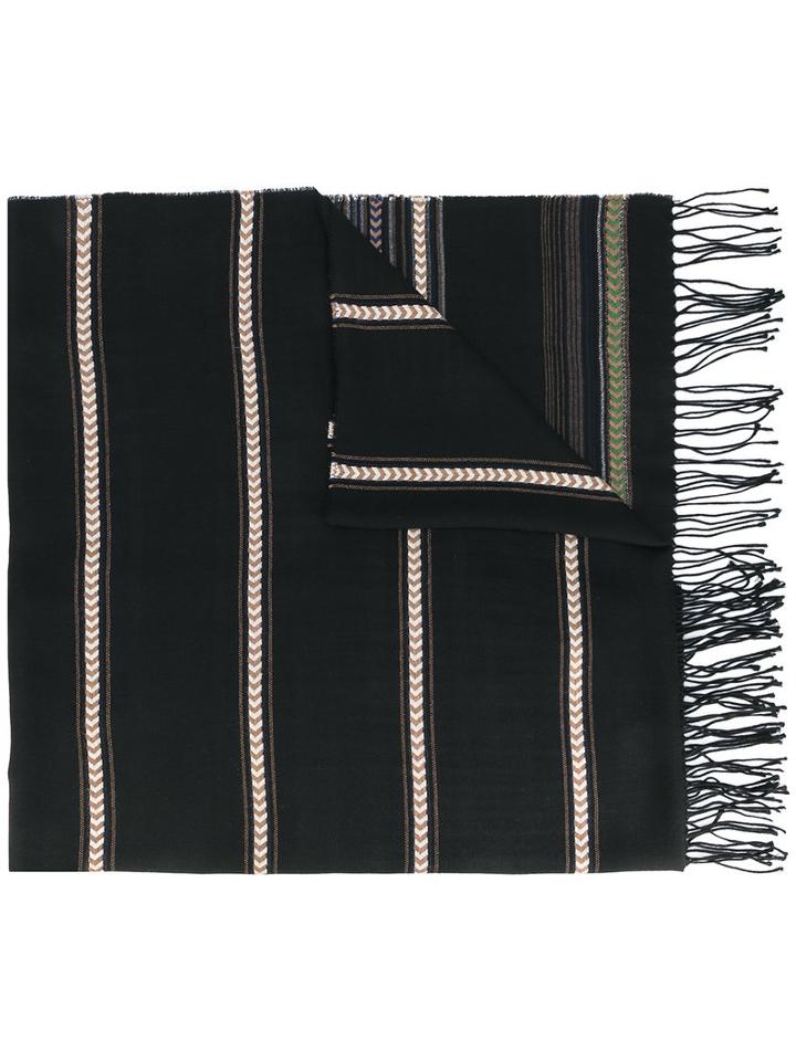 Dondup - Ethnic Pattern Fringed Scarf - Men - Viscose - One Size, Black, Viscose