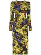 Dolce & Gabbana Grape And Floral Print Midi-dress - Yellow & Orange