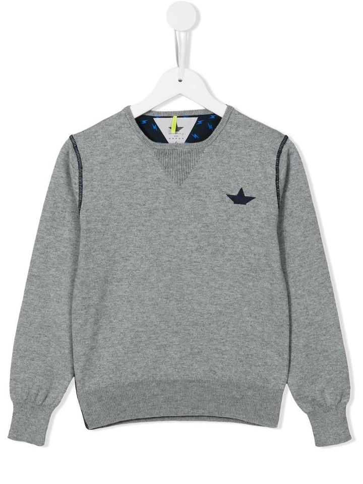 Macchia J Kids Embroidered Logo Jumper, Boy's, Size: 8 Yrs, Grey
