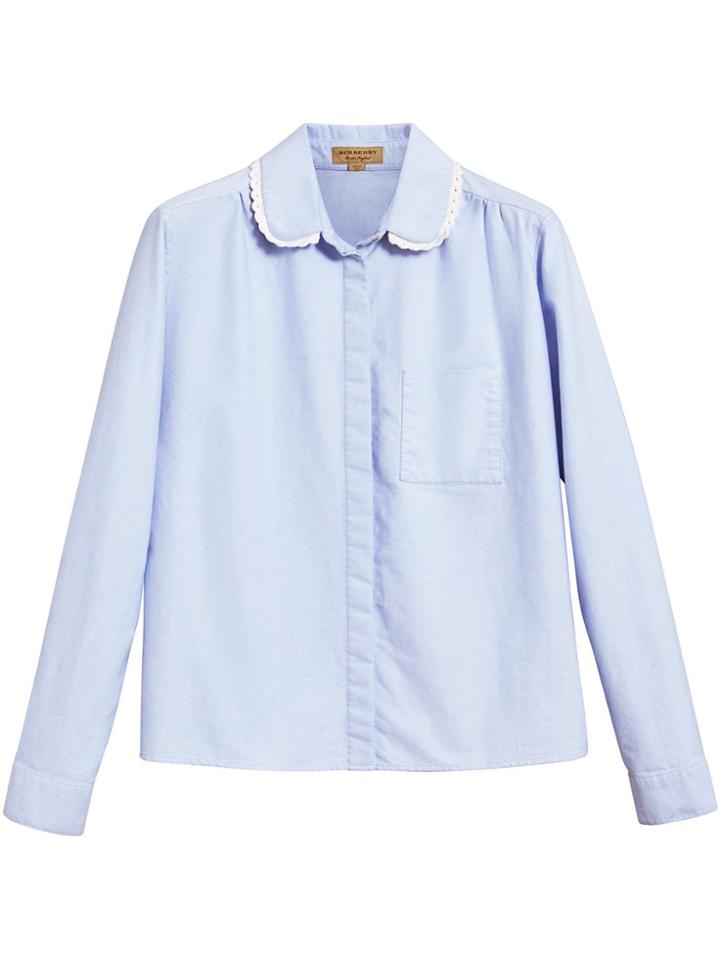 Burberry Lace Trim Collar Shirt - Blue