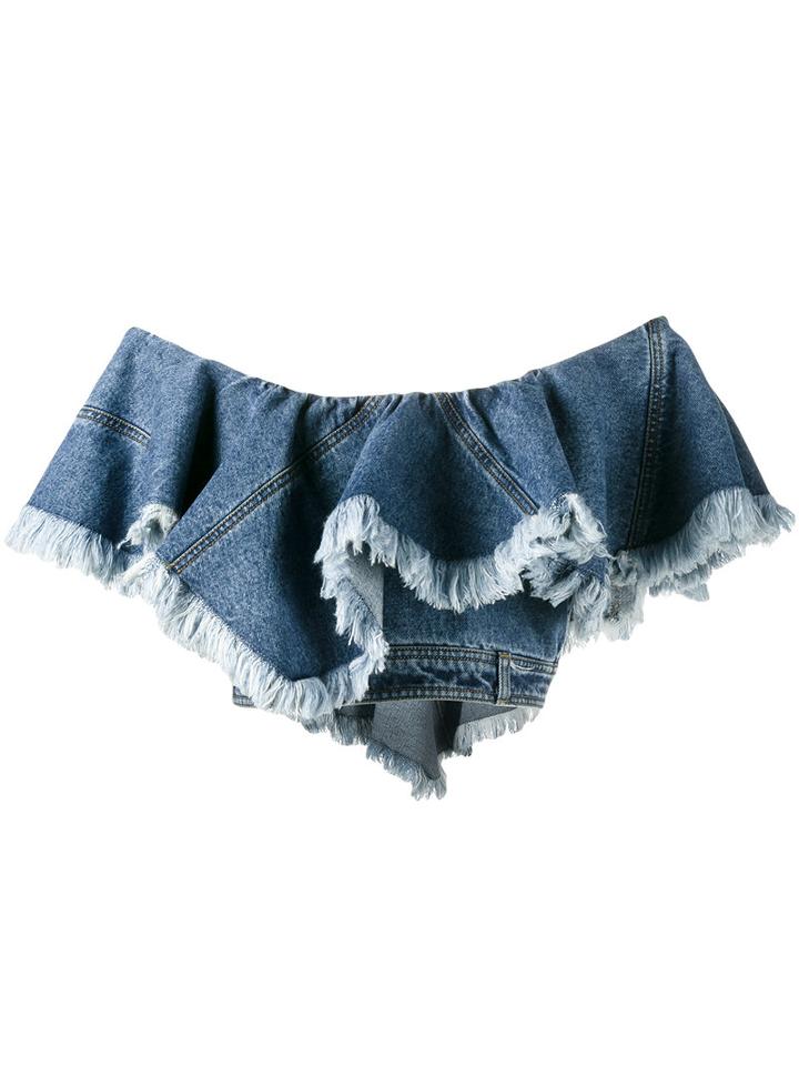 Philosophy Di Lorenzo Serafini - Denim Cropped Top - Women - Cotton - 42, Women's, Blue, Cotton