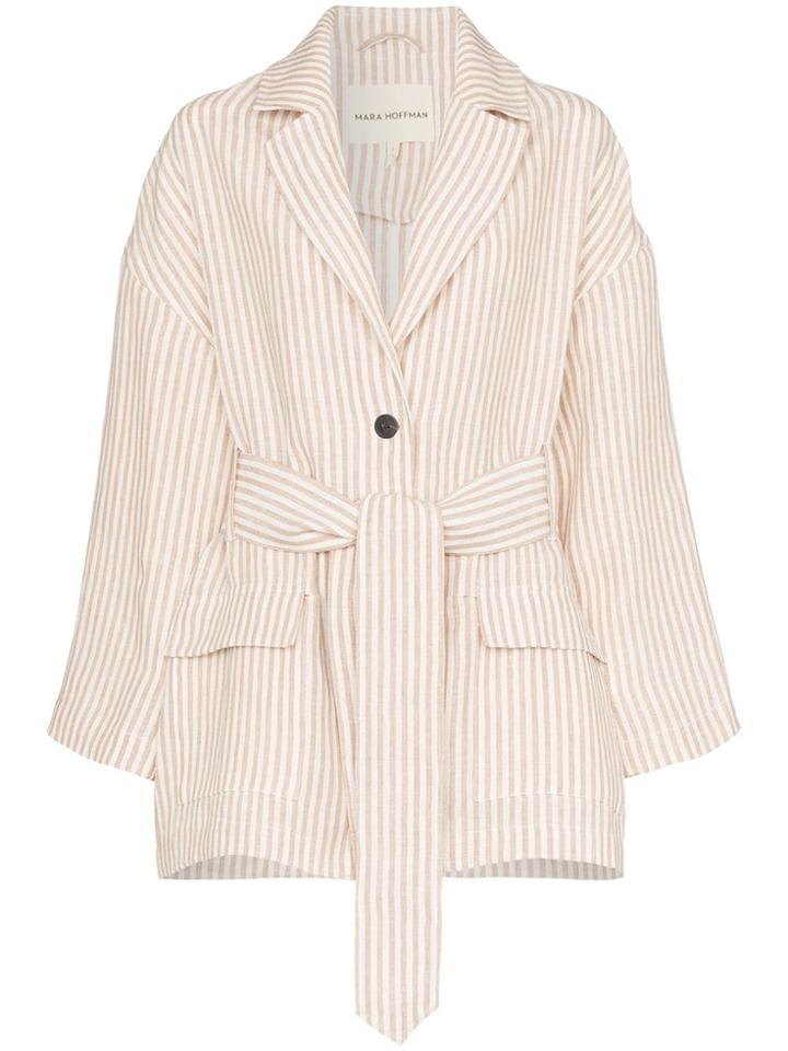 Mara Hoffman Atticus Belted Stripe Jacket - Neutrals
