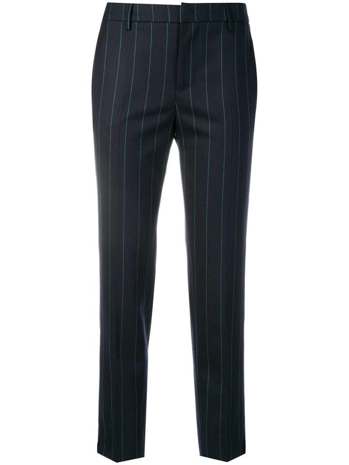 Pt01 Pinstripe Cropped Trousers - Blue