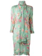 Christian Dior Pre-owned Scarf Floral Print Dress - Green