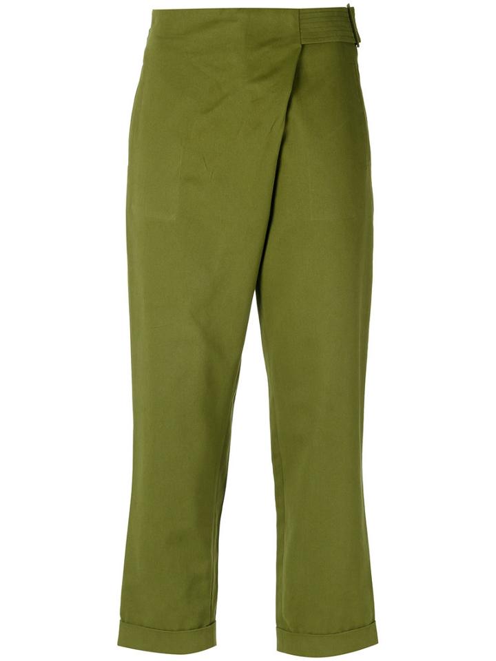 Egrey - Cropped Trousers - Women - Cotton - 38, Women's, Green, Cotton