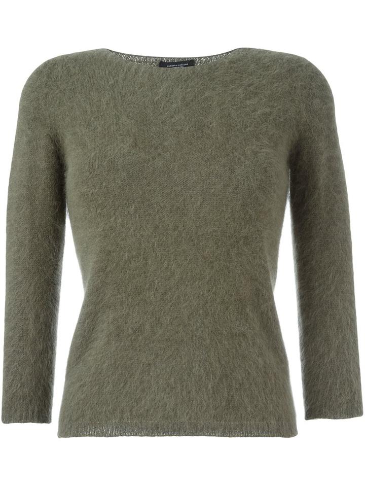 Roberto Collina Fitted Sweater, Women's, Size: Large, Green, Nylon/angora