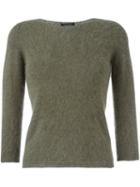 Roberto Collina Fitted Sweater, Women's, Size: Large, Green, Nylon/angora