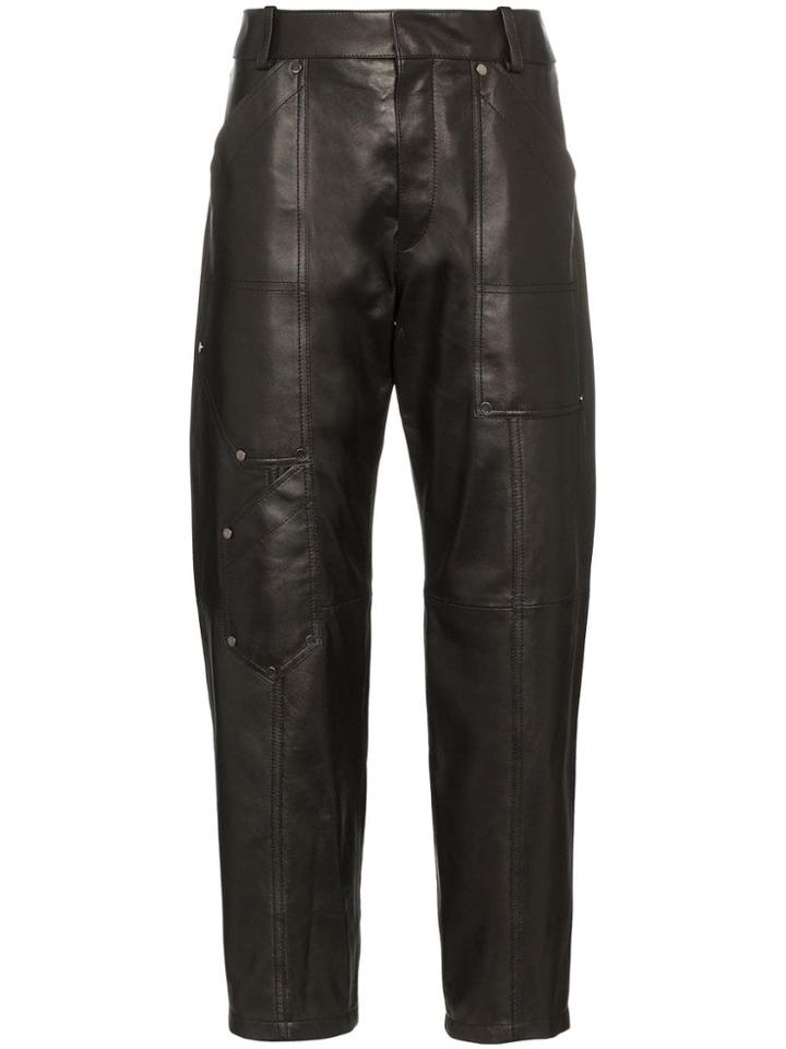 Chloé Cropped Leather Trousers - Black