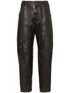 Chloé Cropped Leather Trousers - Black