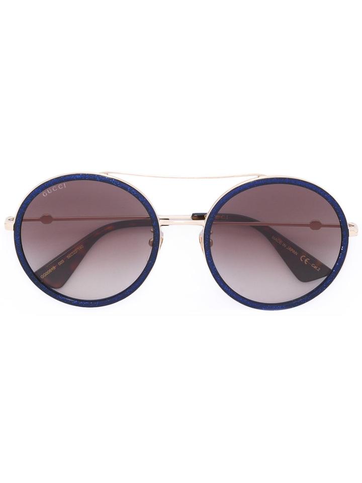 Gucci Eyewear - Round Frame Metal Sunglasses - Women - Acetate/metal - 56, Blue, Acetate/metal