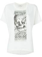 Diesel Skull Print T-shirt, Women's, Size: M, White, Cotton/polyester/rayon