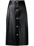 Victoria Beckham Midi Leather Skirt - Black