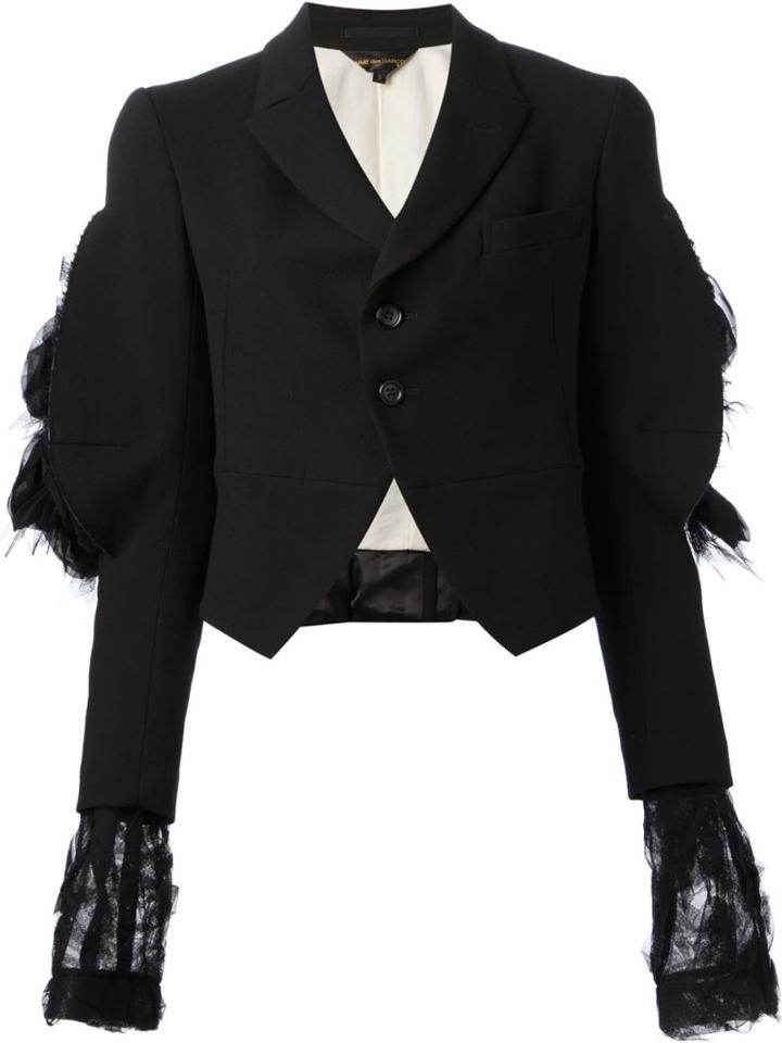 Comme Des Garçons Vintage Cropped Blazer With Ruched Tulle Detailing