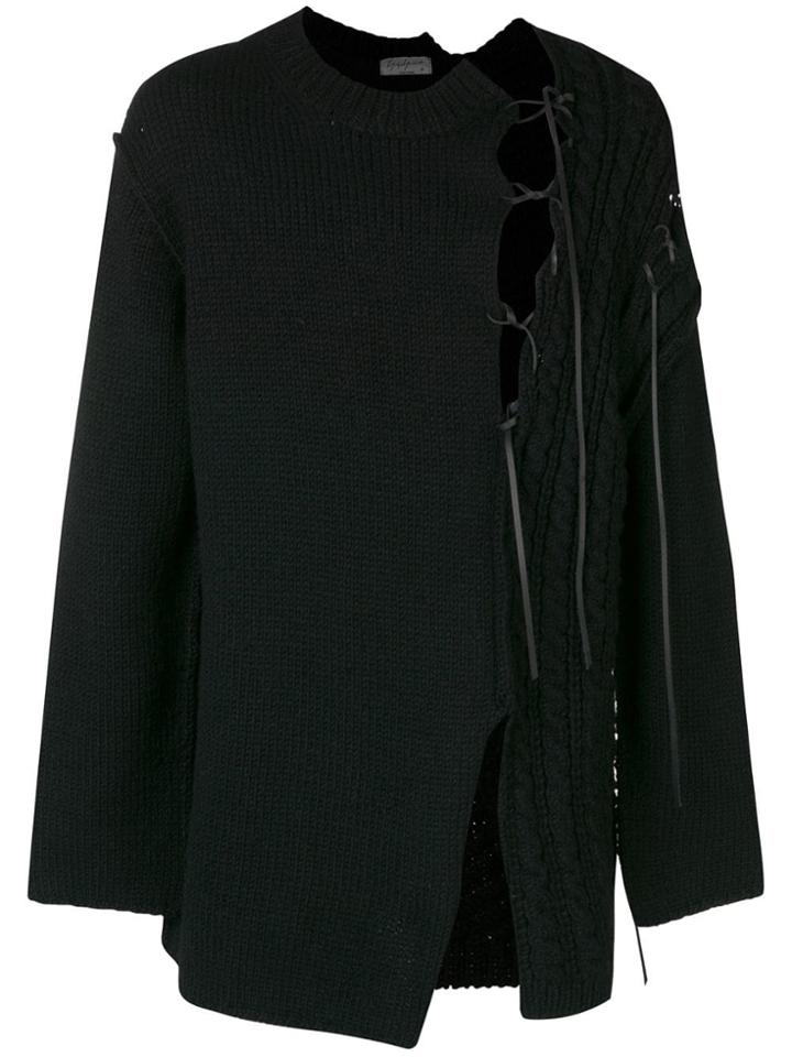 Yohji Yamamoto Cut Out Knit Sweater - Black