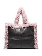 Stand Lola Faux-shearling Trim Tote - Grey