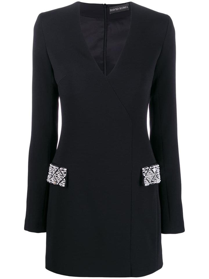 David Koma Embellished Pocket Dress - Black