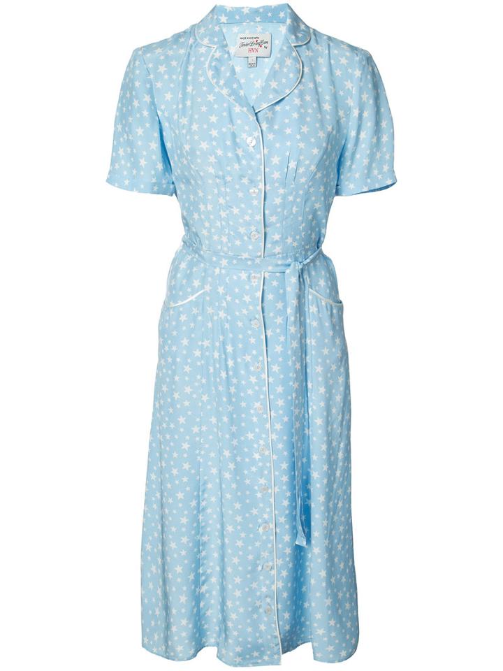 Harley Viera Newton - Star-print Dress - Women - Silk - 2, Blue, Silk