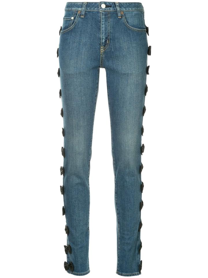 Tu Es Mon Trésor Side Ribbon Skinny Jeans - Blue