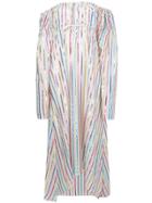 Attico Off-shoulder Striped Long Dress - Neutrals