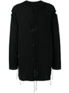 Yohji Yamamoto Collarless Loose Fit Cardigan, Men's, Size: 3, Black, Cotton