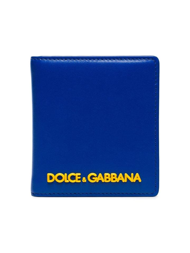 Dolce & Gabbana Cobalt Blue Rubber Logo Card Wallet
