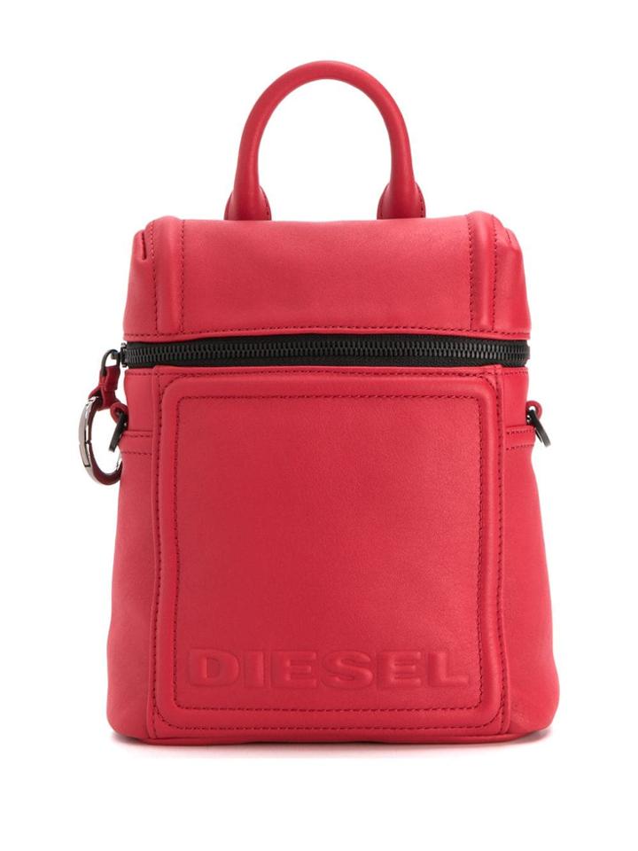 Diesel Compact Leather Backpack - Red