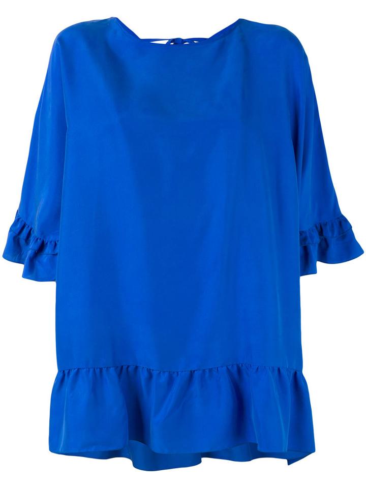 P.a.r.o.s.h. - Ruffled Blouse - Women - Silk - Xs, Blue, Silk