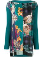 Salvatore Ferragamo Floral Print Contrast Knitted Top - Green