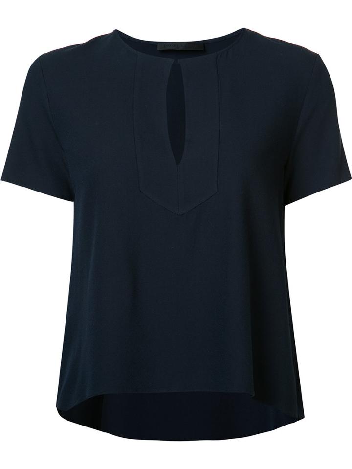 Jenni Kayne Slit Neck Flared Blouse, Women's, Size: Medium, Blue, Viscose/spandex/elastane