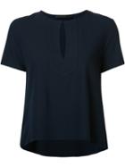 Jenni Kayne Slit Neck Flared Blouse, Women's, Size: Medium, Blue, Viscose/spandex/elastane