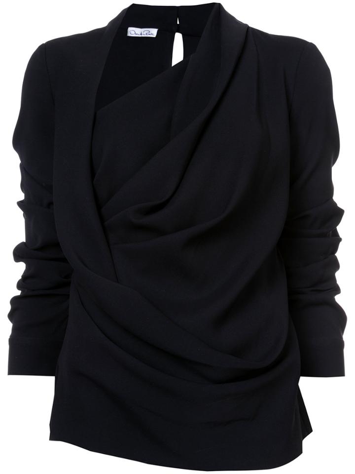 Oscar De La Renta Draped Asymmetric Blouse - Black