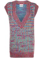 Ganni V-neck Knitted Vest - Blue