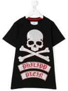 Philipp Plein Kids - Skull & Crossbones T-shirt - Kids - Cotton - 12 Yrs, Black
