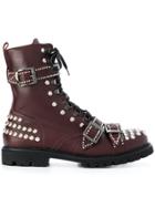 Christian Pellizzari Studded Lace-up Boots - Red