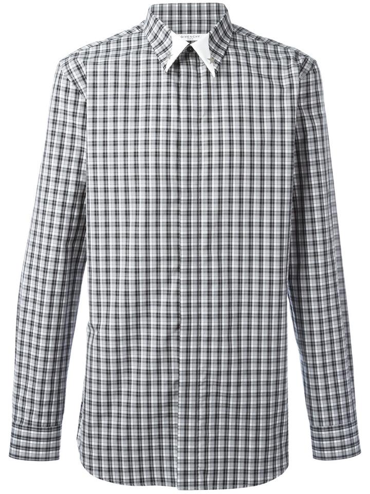 Givenchy Plaid Print Shirt, Men's, Size: 40, Black, Cotton