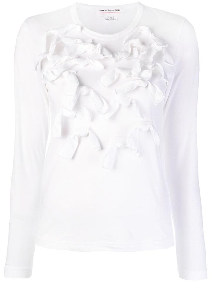 Comme Des Garçons Girl Longsleeved Bow Embellished T-shirt - White