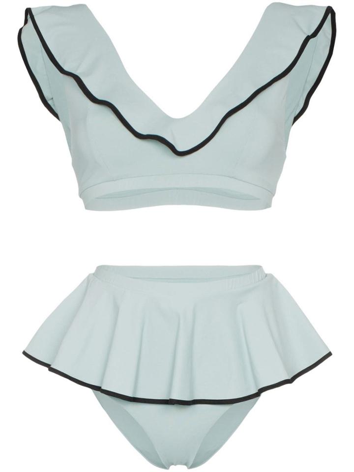 Marysia Piana High-waisted Ruffle Detail Bikini Set - Blue