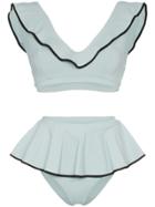 Marysia Piana High-waisted Ruffle Detail Bikini Set - Blue