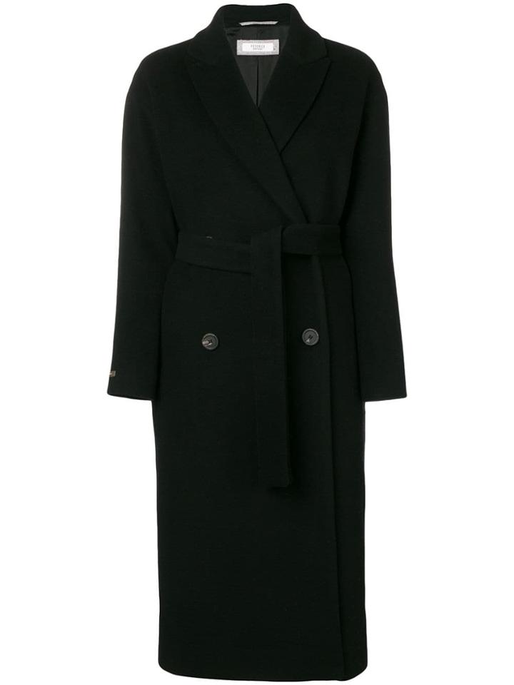 Peserico Double Breasted Maxi Coat - Black