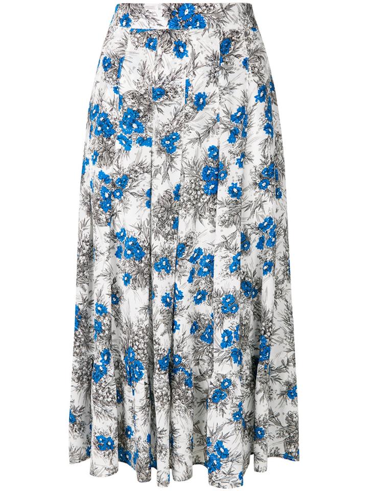 Erika Cavallini Pleated Floral Skirt - White