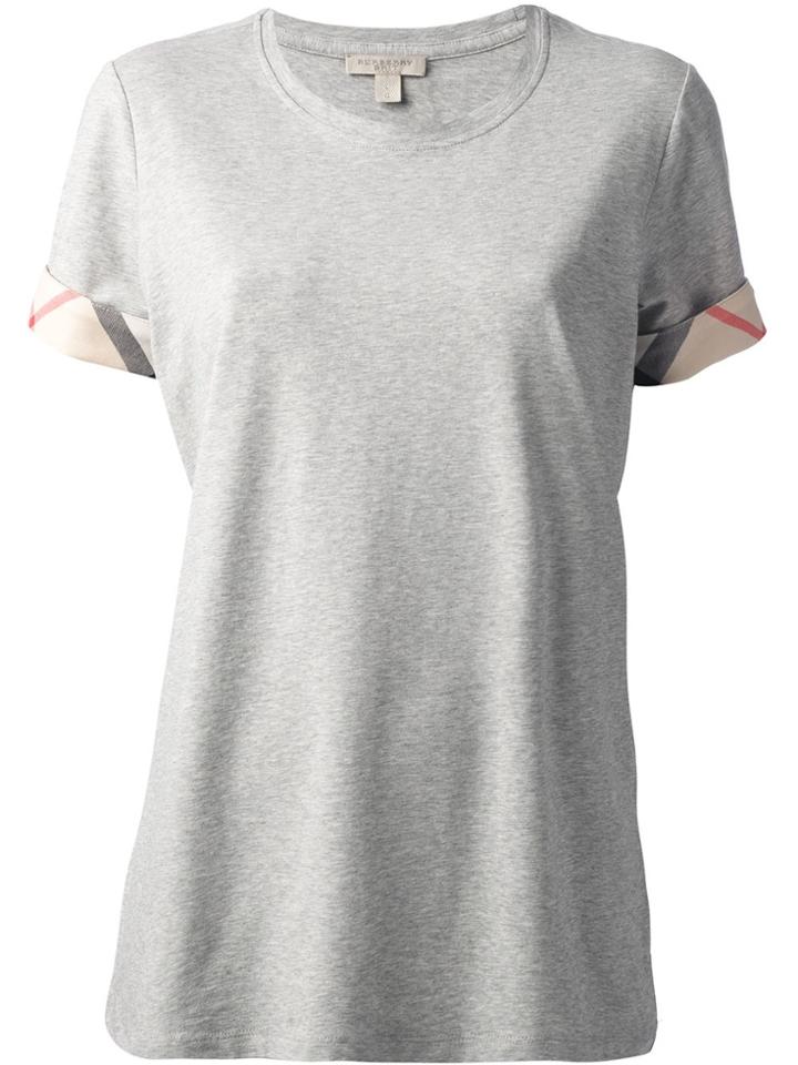 Burberry 'house Check' Cuffs T-shirt - Grey