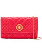 Versace Quilted Chain Wallet - Red