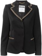 Moschino Chain Trim Blazer, Women's, Size: 42, Black, Modal/virgin Wool/rayon/acetate