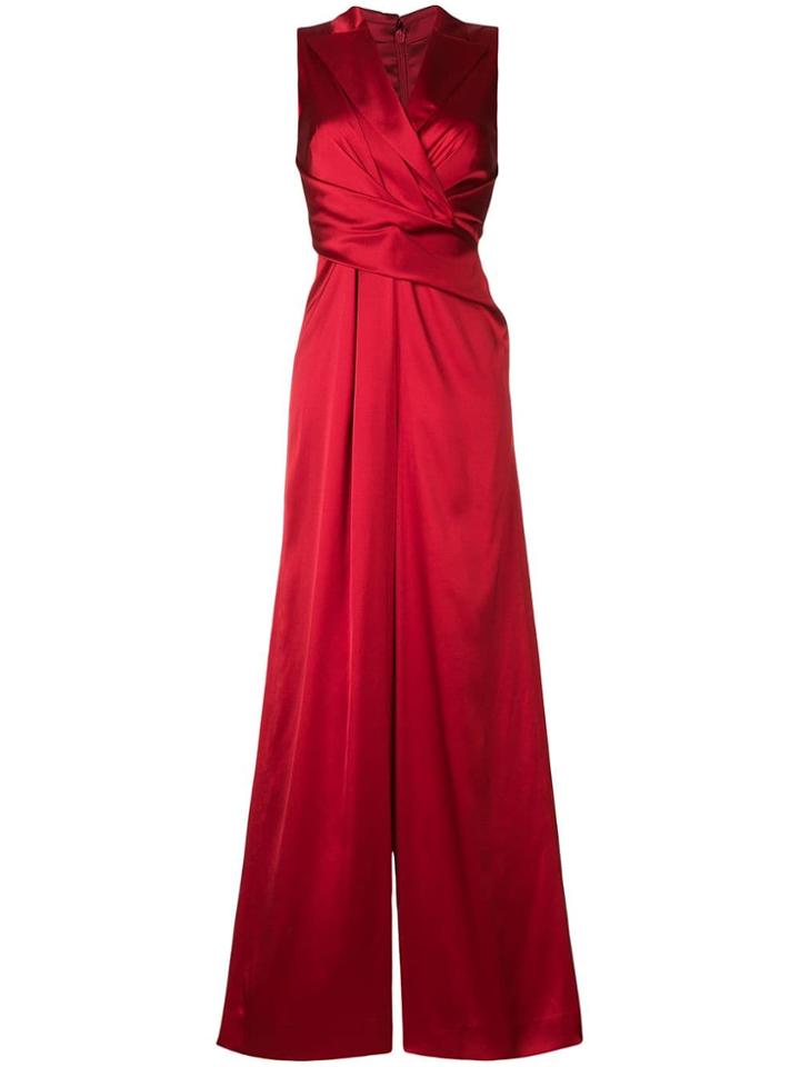 Talbot Runhof Classic Draped Jumpsuit - Red