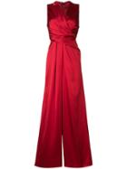 Talbot Runhof Classic Draped Jumpsuit - Red