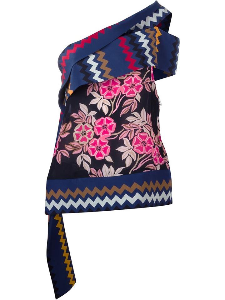 Msgm One-shoulder Printed Blouse
