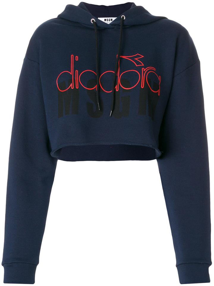 Msgm Msgm X Diadora Branded Hoodie - Blue