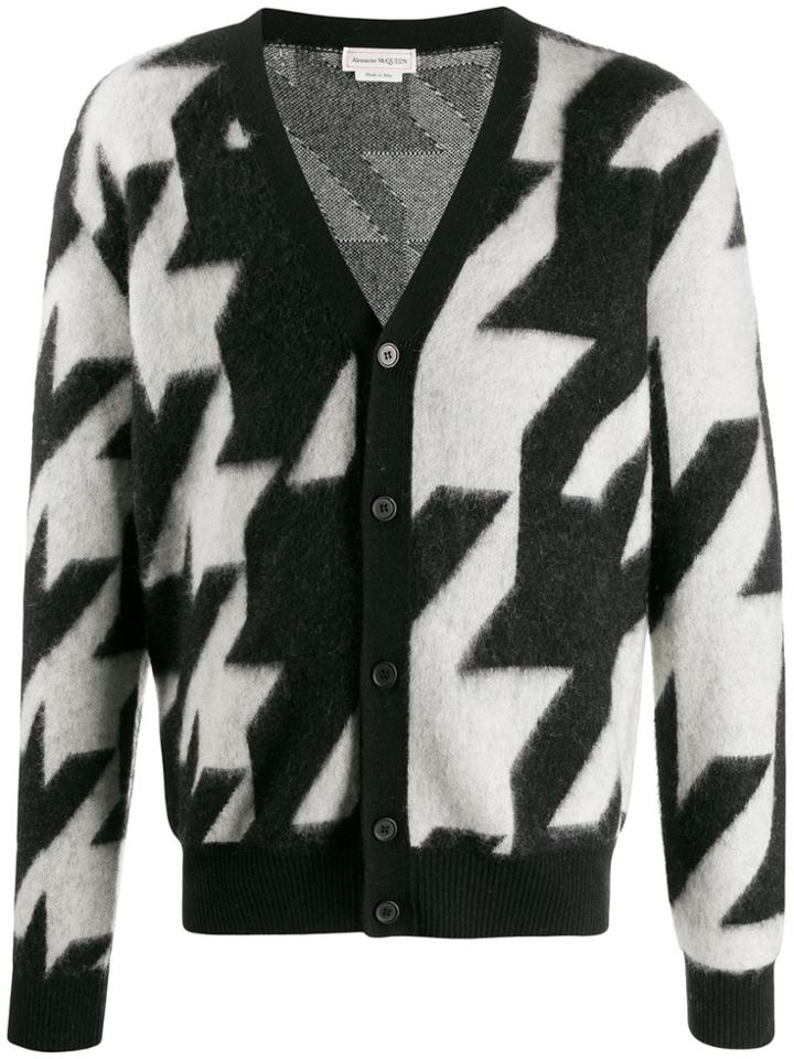 Alexander Mcqueen Houndstooth Cardigan - White