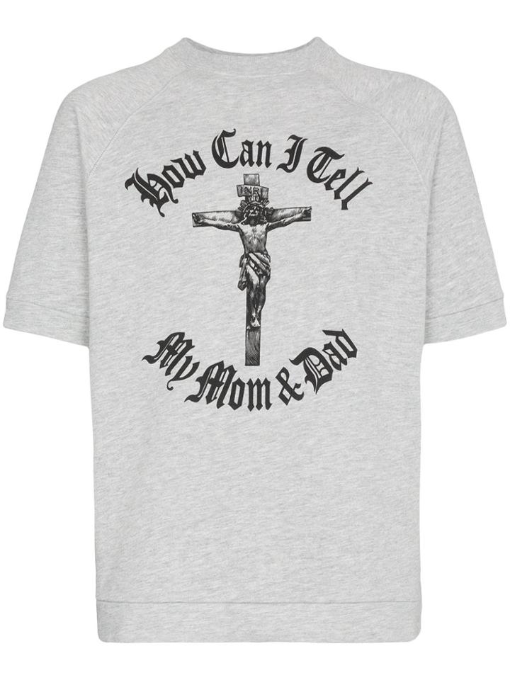 Willy Chavarria Orale Crucifix Print T-shirt - Grey