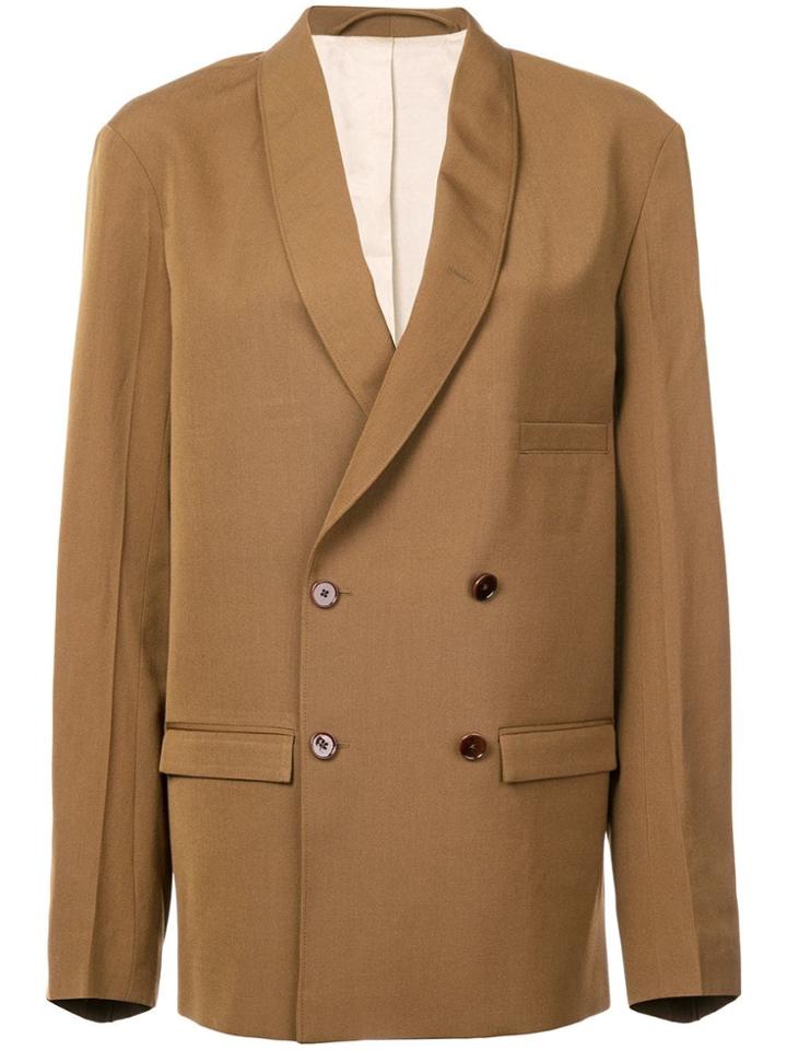 Lemaire Double-breasted Blazer Jacket - Brown